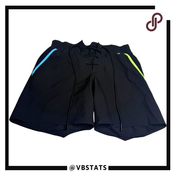 TomboyX Unisex 7" Rainbow Stripe Lace Up Lined Swim Board Shorts Black Size XS - Picture 1 of 7